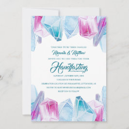 Invitación Gemas de cristal místico rosa y azul