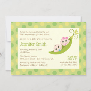 Invitación gemela Baby Shower Dos Peas En Un Pod