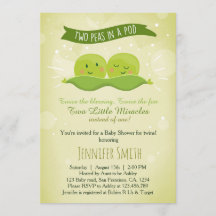 Invitación gemela Baby Shower Dos Peas En Un Pod