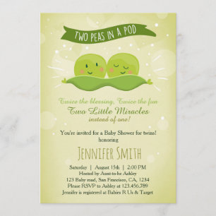 Invitación gemela Baby Shower Dos Peas En Un Pod