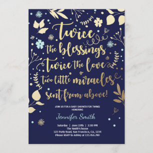 Invitación gemela Baby Shower Invitación niño de l