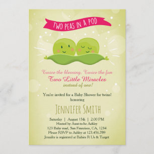 Invitación gemela De Baby Shower A Dos Peas En Un