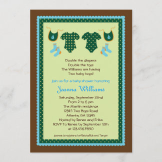 Invitación gemela de Baby Shower de los muchachos