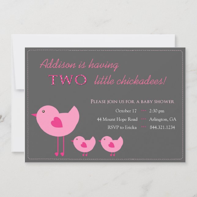 Invitación gemela de Baby Shower de los polluelos (Anverso)