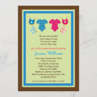 Invitación gemela de Baby Shower del muchacho y