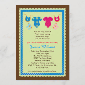 Invitación gemela de Baby Shower del muchacho y