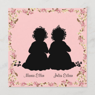 Invitación gemela de Baby Shower del rosa del