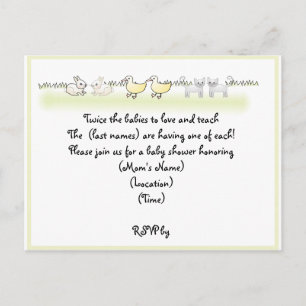 Invitación gemela de encargo de Baby Shower de los