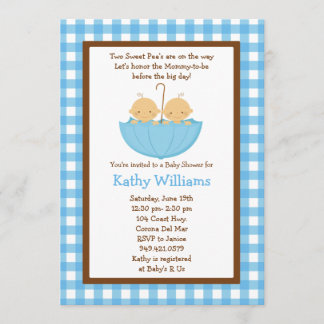 Invitación gemela de la ducha del bebé