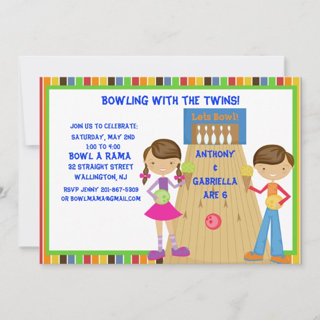 Invitación gemela de la fiesta de cumpleaños de (Anverso)