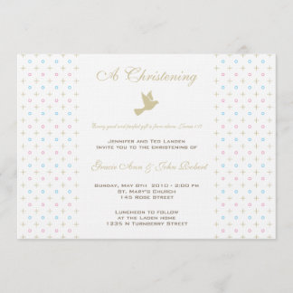 Invitación gemela del bautizo del muchacho y del