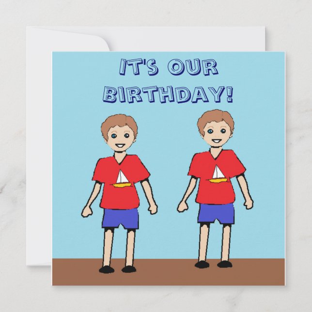 Invitación gemela del cumpleaños de los muchachos (Anverso)