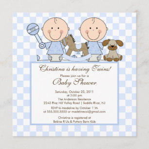 Invitación gemela dulce de Baby Shower de los
