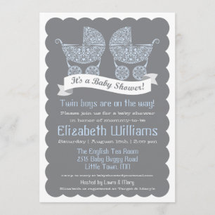 Invitación gemela moderna de Baby Shower de los