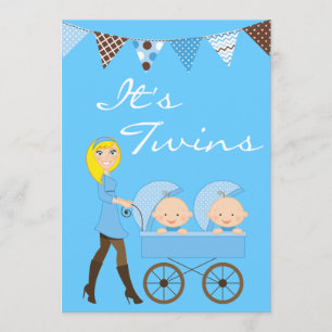 Invitación gemela rubia de Baby Shower de los