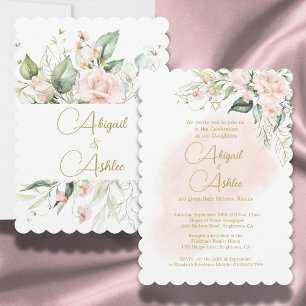 Invitación Gemelas Nombre de bebé niña judía Aquarela Floral