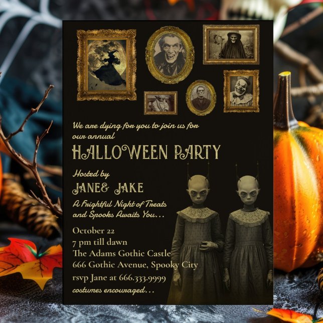 Invitación Gemelos asombrados venían a la fiesta de Halloween (Subido por el creador)