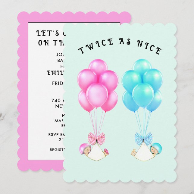 Invitación Gemelos Baby Shower (Anverso / Reverso)