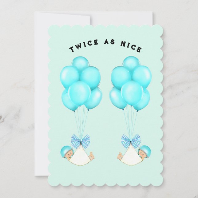 Invitación Gemelos Baby Shower Boy (Anverso)
