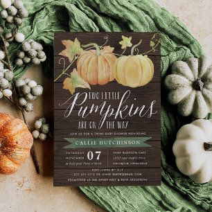Invitación Gemelos Baby Shower de la calabaza de otoño el