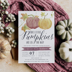 Invitación Gemelos Baby Shower de la calabaza de otoño el  