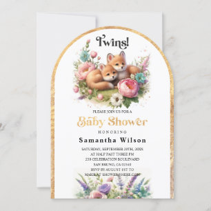 Invitación ¡Gemelos! Baby Shower de primavera para niños pequ