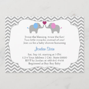 Invitación Gemelos Baby Shower del muchacho y del chica