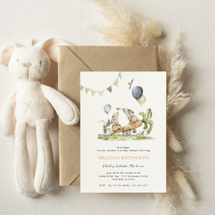 Invitación Gemelos   Baby Shower Spring Bunny Rabbit
