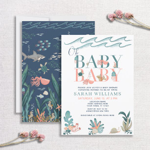 Invitación Gemelos bajo el agua del mar Oh bebé Baby Shower