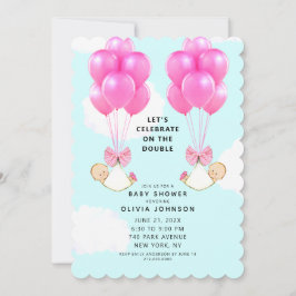 Invitación Gemelos Chica Baby Shower