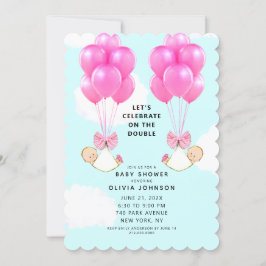 Invitación Gemelos Chica Baby Shower