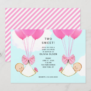 Invitación Gemelos Chica Baby Shower