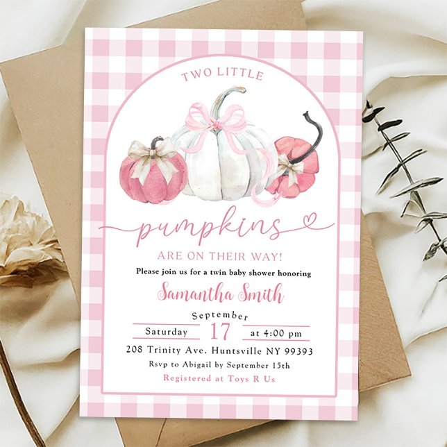 Invitación Gemelos Chicas de calabaza de piel rosa y precoz B (Subido por el creador)