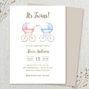 Invitación Gemelos Chicas y niños transportan Baby Shower