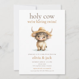 Invitación Gemelos Cute Highland Holy Cow Havng