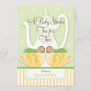 Invitación Gemelos de Baby Shower de la fiesta del té el   de