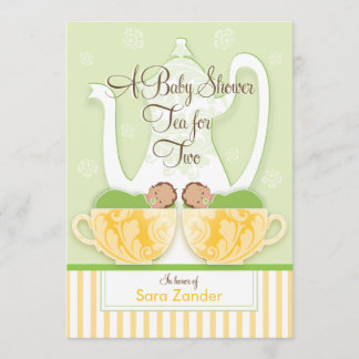 Invitación Gemelos de Baby Shower de la fiesta del té el | de