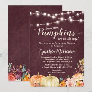 Invitación Gemelos de calabaza Baby Shower String ilumina la 