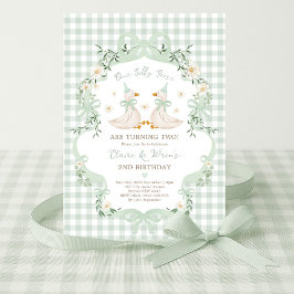 Invitación Gemelos de gansos tontos Cumpleaños de lazo de gin
