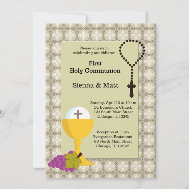 Invitación Gemelos de la Santa Comunión (Anverso)