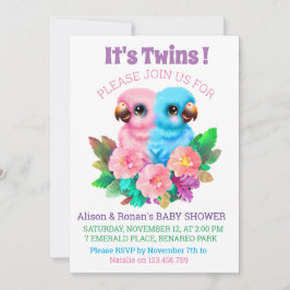 Invitación Gemelos de loro para bebés