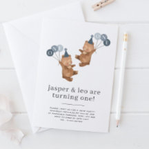 Gemelos de niño - Gorras Fiestas de oso - Cumpleañ