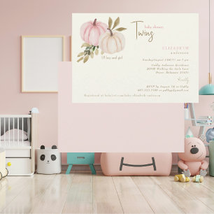 Invitación Gemelos de rubor crema Calabacines pequeños Baby S