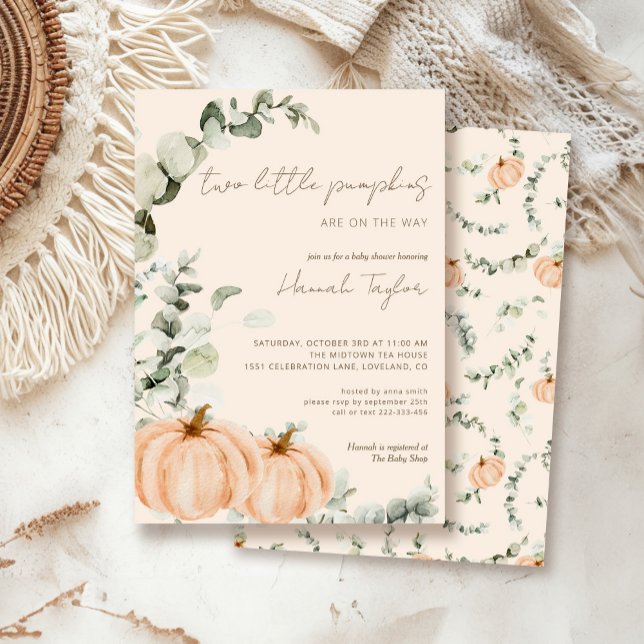 Invitación Gemelos, dos calabazas caen en Baby Shower (Subido por el creador)