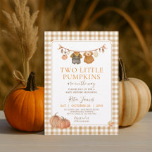 Gemelos Dos Pequeñas Calabazas Boho Otoño Baby Sho