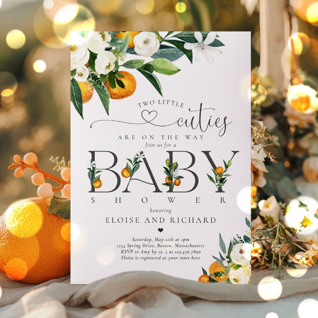 Invitación Gemelos Dos Pequeños Cutie En Camino De Baby Showe (Subido por el creador)