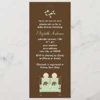 Gemelos en el pesebre verde Baby Shower