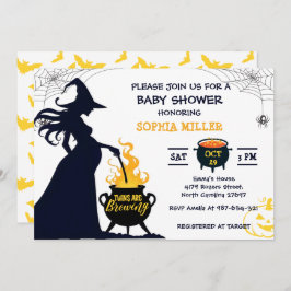 Invitación Gemelos están preparando un caldero Witch Hallowee