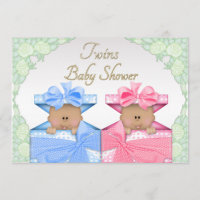Gemelos étnicos en Baby Shower Rosas de cajas de r