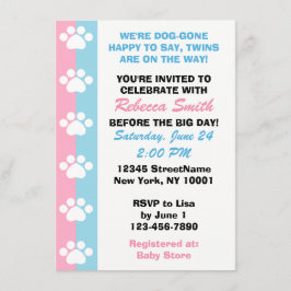 Invitación Gemelos fraternales - Baby Shower con temas de per